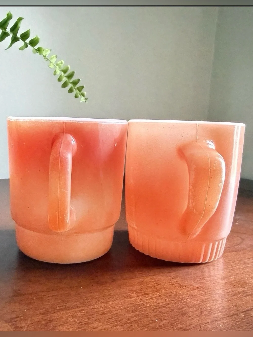 Vintage Anchor Hocking Fire King Orange Ribbed Coffee Mug Mid Century Modern